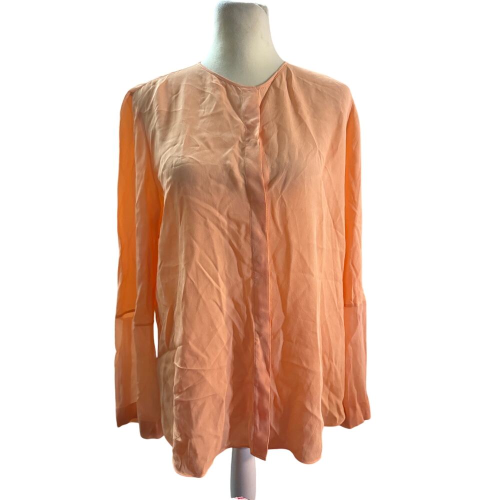 Massimo Dutti Peach 100% Viscose Long Sleeve Blouse, Women's Size 10